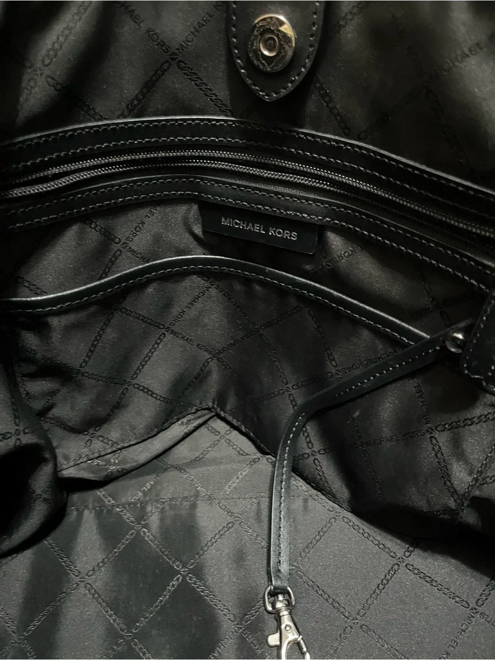 Michael Kors Black Pebbled Leather Large Tote with MK Charm